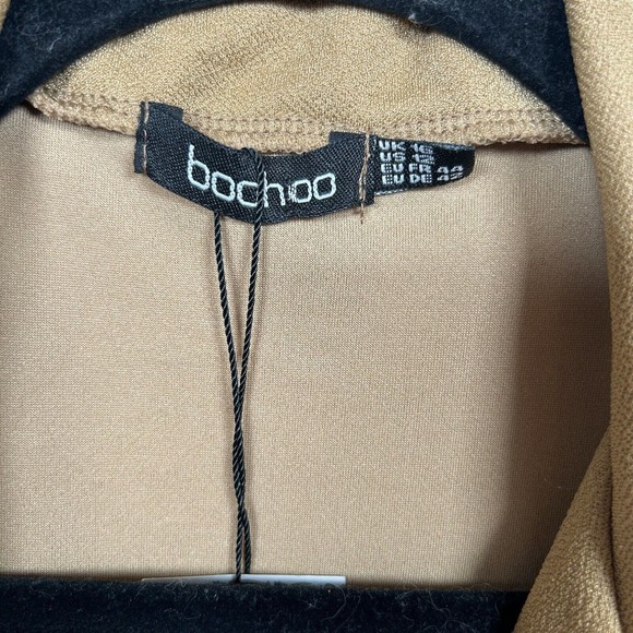 NWT Boohoo Woven Pocket Duster Coat Long Light Pocket Camel Womens Size 12 - Picture 3 of 8